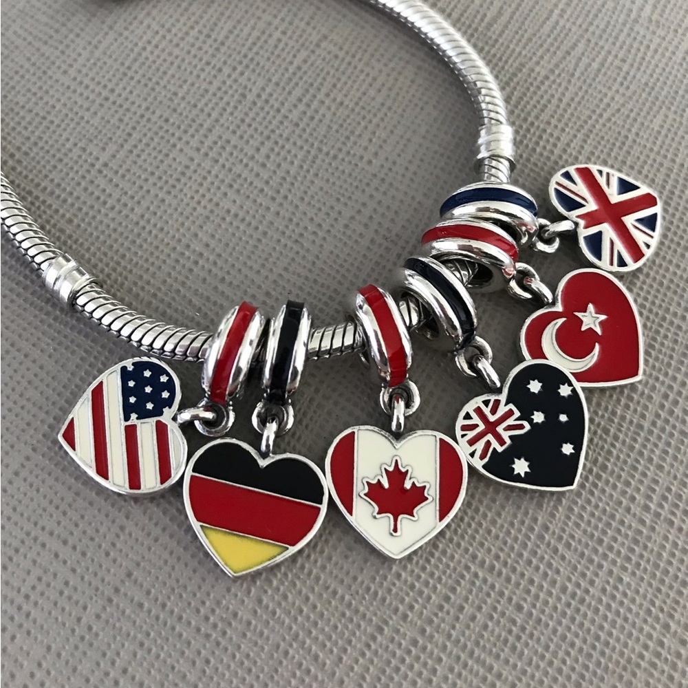 Pandora Heart Flag charms 6 pcs